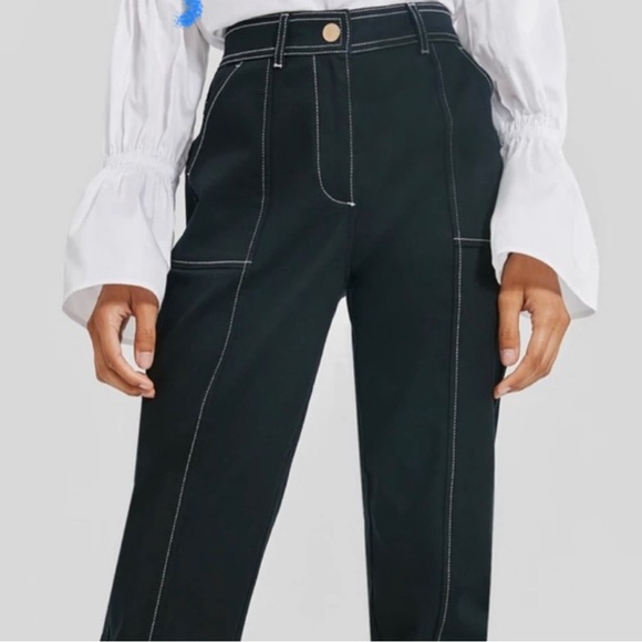 Something Navy Pants - Something Navy Black‎ Wide Leg contrast stitch trousers size 16 New